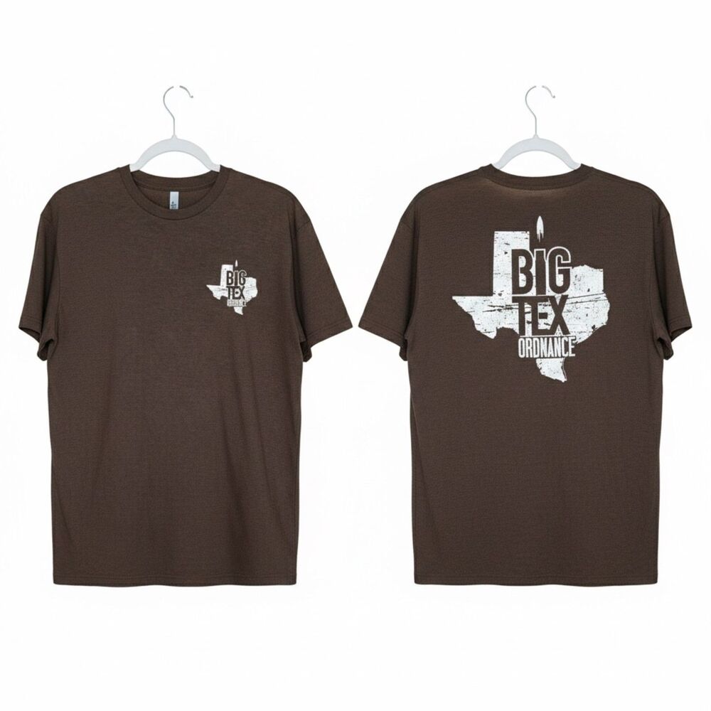 BIG TEX ORDNANCE AMMO BAD BOY TEXAS JUSTICE CASUAL CREWNECK T-SHIRT SIZE LARGE.